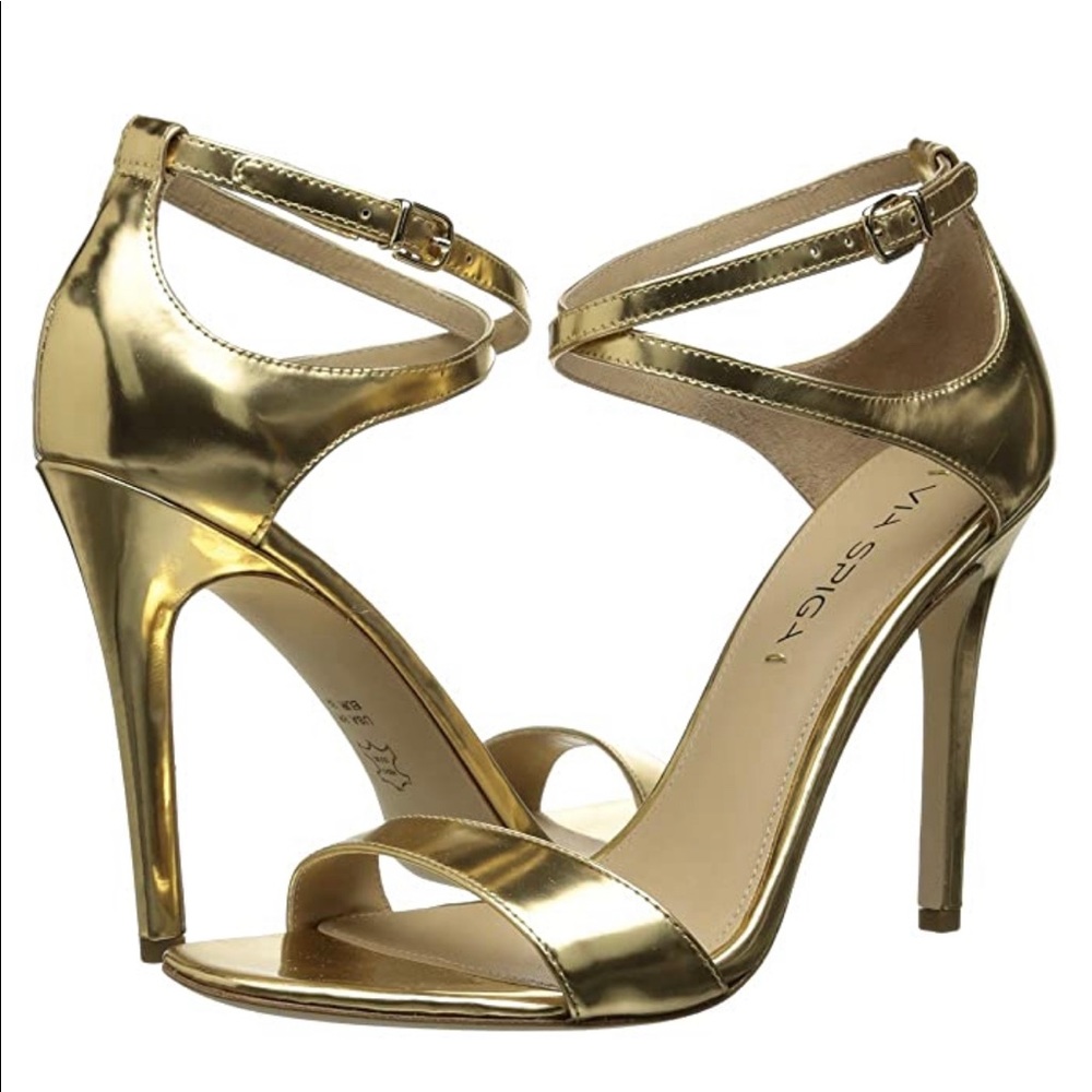 Via spiga Tiara specchio gold leather sandals.